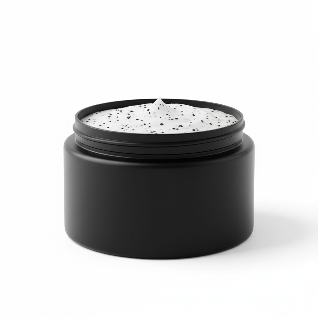 White Body Scrub in Black Jar